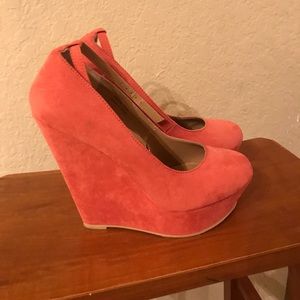 Coral suede heels
